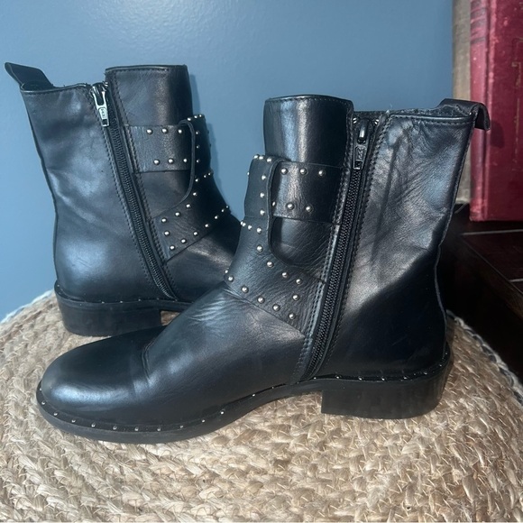 Charles David Leather Studded Moto Boots - Picture 7 of 11